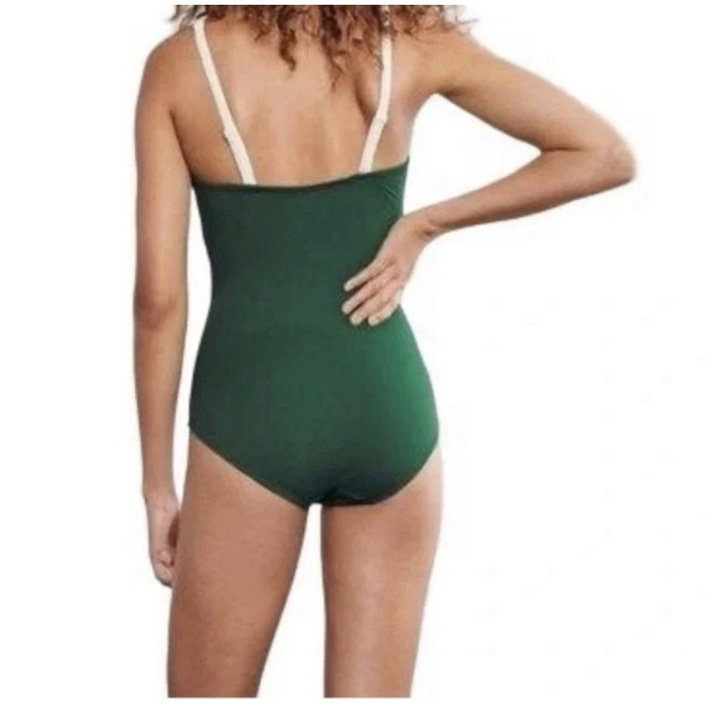 New Boden Corsica V-neck Swimsuit Green US 14 Long - Picture 2 of 11